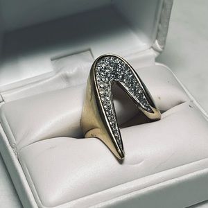 Stunning Panetta Gold Over Sterling Rhinestone Ring - size 6.5